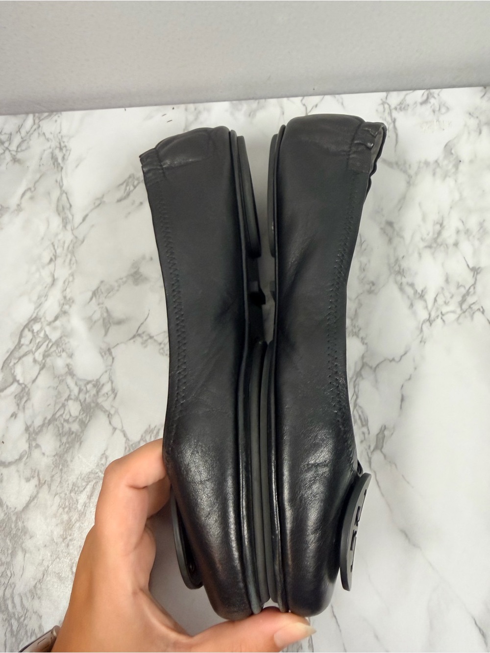 Tory Burch black Reva Logo Travel Ballet Flats size 8 - Picture 6 of 8
